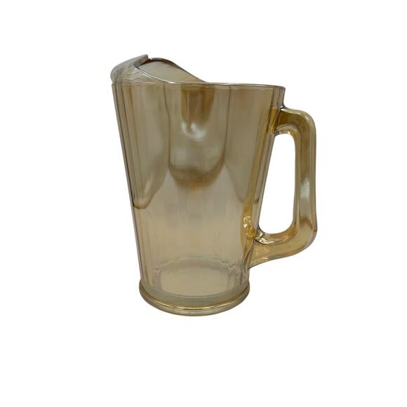 Vtg Carnival Glass Pitcher Jeanette Marigold Orange 8.5" Irredescent Lusterware - Picture 2 of 7